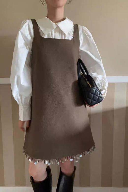 amadella 橄榄绿棕珠串流苏无袖背心连衣裙 18716 商品图4