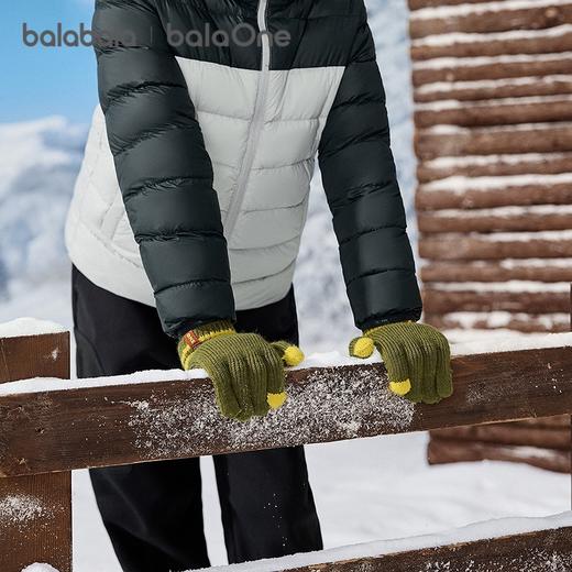 巴拉巴拉balaOne儿童手套男童撞色五指2025新款保暖舒适时尚简约 商品图2