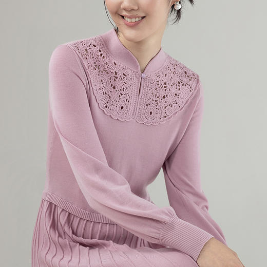 【林栖设计小店】（少量现货）【手工钩花】绵羊毛连衣裙云肩国风2025秋冬新款毛织长裙1954068 商品图3