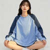 Schenvega 撞色拼接落肩长袖T恤卫衣/插色领长袖T恤卫衣 柔软舒适 修饰身形 4色可选 商品缩略图8