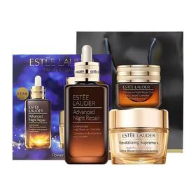 【送礼袋】雅诗兰黛挚爱三件套（小棕瓶精华100ml+面霜清爽型75ml+小棕瓶眼霜15ml） 香港直邮