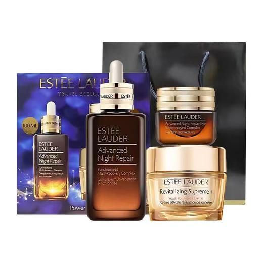 【送礼袋】雅诗兰黛挚爱三件套（小棕瓶精华100ml+面霜清爽型75ml+小棕瓶眼霜15ml） 香港直邮 商品图0