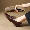 【预售5天】真皮优雅复古软皮低跟单鞋女新款方头妈妈鞋一脚蹬舒适小皮鞋XMN&H883 商品缩略图0
