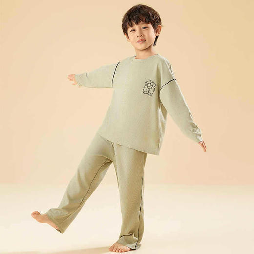 【零感呼吸❗️7A级儿童家居服】云朵般家居服软糯肤感，超亲肤超舒服！新款休闲宽松圆领长袖睡衣套装春秋中大童睡衣男童女童睡衣 商品图4