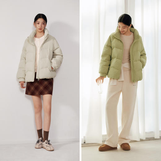 森马羽绒服女冬季肌理提花插肩袖宽松80绒子2025新款温柔小众上衣 商品图4