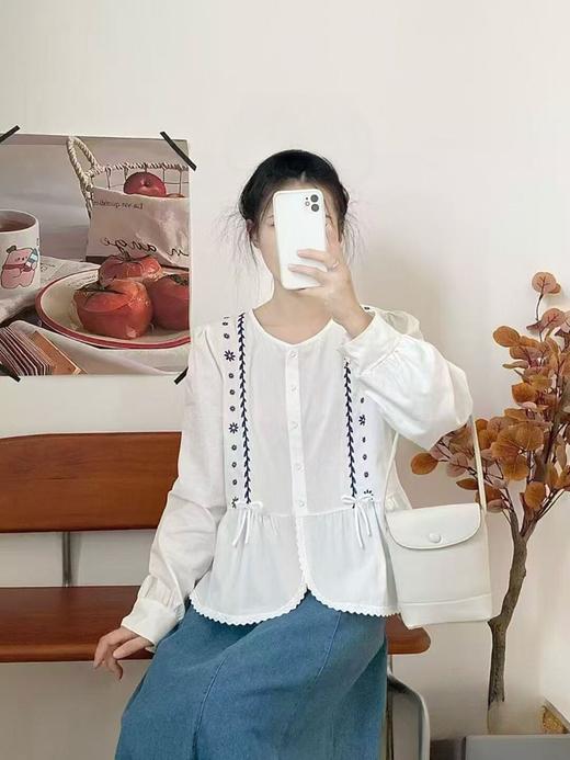 12.12错过没有！清货不退 绣花~【重工刺绣小衫】6533秋季新品重工绣花长袖小衫-喜出 商品图1