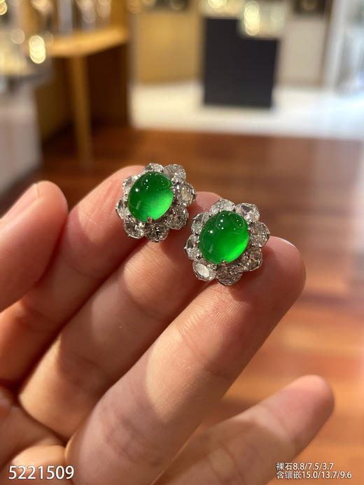 玻璃种黄阳色系蛋面耳钉【5221509】具体价格微信咨询 商品图1