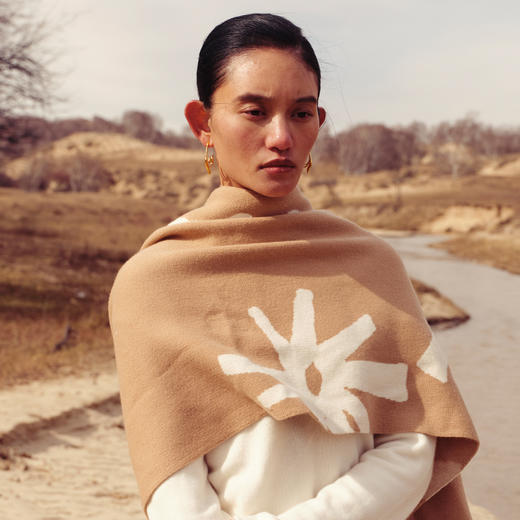 东黎 • 山羊绒女士秋季古老岩画流苏围巾 5603 商品图0