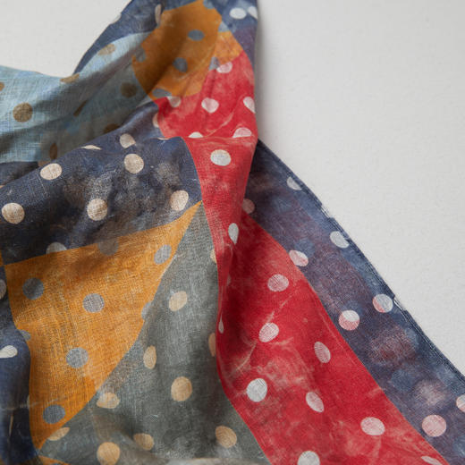 ROMI STUDIO“画作”100%高支亚麻双面艺术波点丝巾方巾RWCLPY6412 商品图3