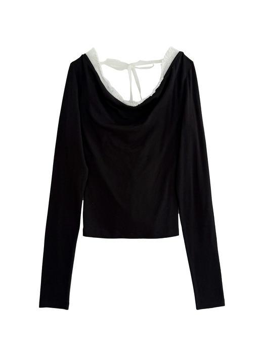 Kaiy Xiao 魔法系列 纯色花边后背系带长袖 商品图7