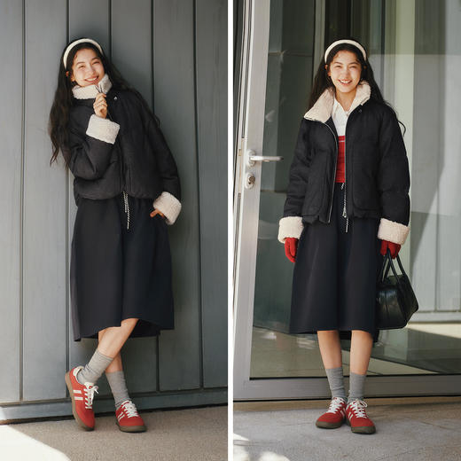 森马羽绒服女冬仿牛仔拼接毛绒80绒子插肩袖2025新款时尚复古外套 商品图4