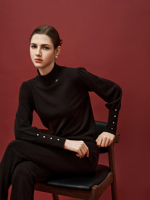 【半高领羊绒套衫】羊绒世家秋冬女士新品100%山羊绒针织套衫 商品图0