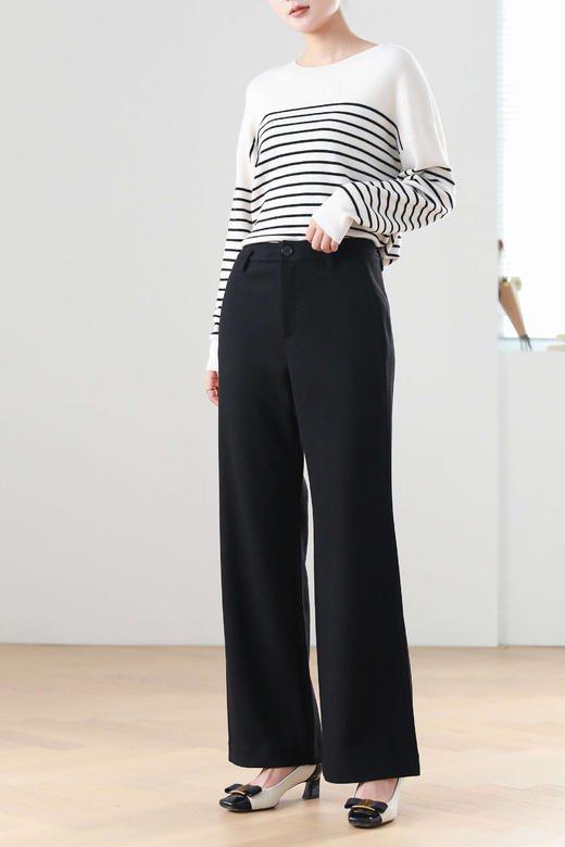 [面料升级]火桐hooton  极简舒适 醋酸羊毛直筒微喇裤88001 商品图2