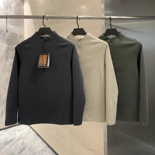 户外机能！透气弹力空气层！2025秋季男士半立领立领打底长袖T恤！ 商品图0