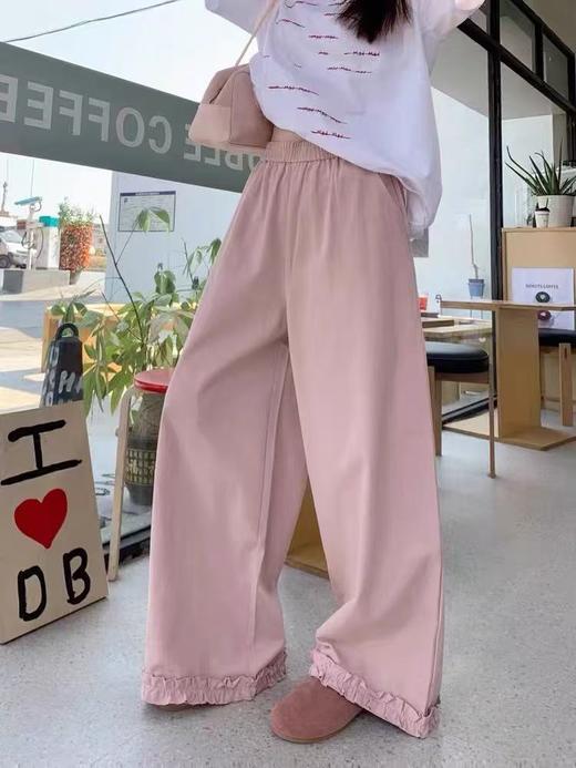 12.12错过没有！清货不退【秋上新】爆款木耳边～8012慵懒风长款休闲宽松秋季新品裤-喜出 商品图5