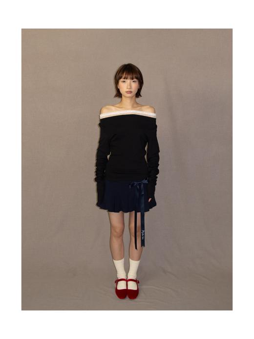 Kaiy Xiao 魔法系列 纯色花边后背系带长袖 商品图0