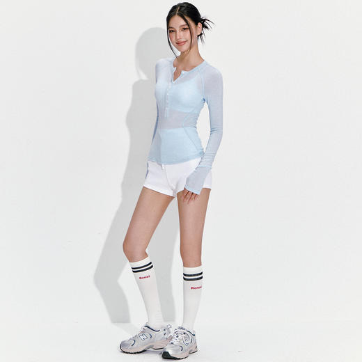 跃牌【周游世界】秋冬新款亨利领显瘦修身打底长袖上衣ins风潮流健身T恤TP0936 商品图4