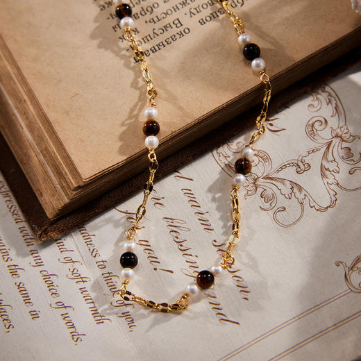 Manreya玛芮雅“金棕星络”虎眼石珍珠项链|虎眼石，珍珠，铜镀金 商品图5