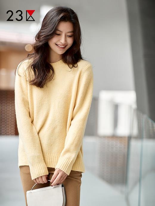 23区日系秋季通勤宽松羊毛羊绒混纺圆领套头毛衣针织毛衫商场同款 商品图2