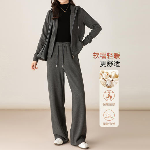 「高货xg」全新升级【铂金会员367/天猫499/差价132】(99121)洛诗琳2025秋冬显瘦宽松连帽外套高腰休闲直筒两件套女 商品图1