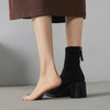 【预售5天】秋冬复古舒适粗高跟鞋女气质短靴单靴绒面瘦瘦靴裸靴WC&M3596 商品缩略图2