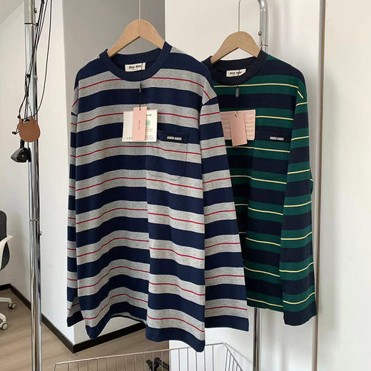 miu的配色都太喜欢了！敲显白的miu家条纹长袖T恤！ 商品图12
