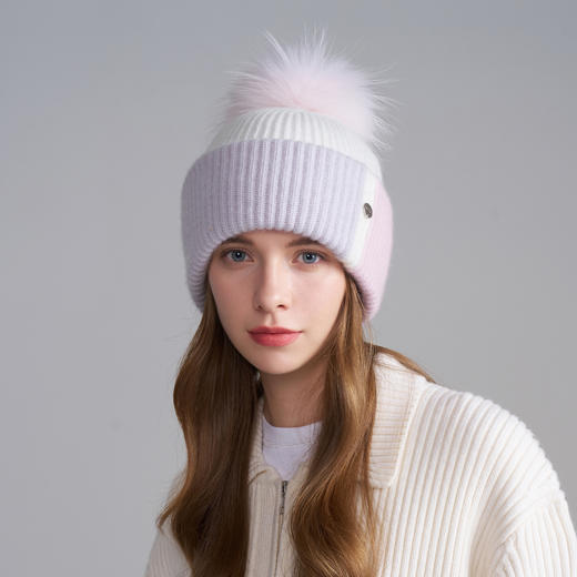 卡蒙帽子绵羊毛针织帽女大头围显脸小毛球毛线帽登山防寒KM-9592 商品图0