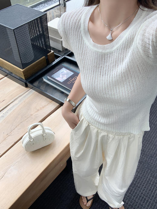 <曾小咸推荐>现货秒杀！微信超特价！2色短款短袖针织衫 日常119.99 立减60 秒杀59.99！ 商品图10