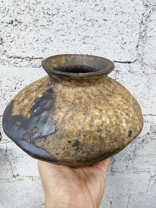 米马杂货 复古陶瓷花瓶 粗陶瓶摆件 单色釉瓷 宽体瓶 商品图3