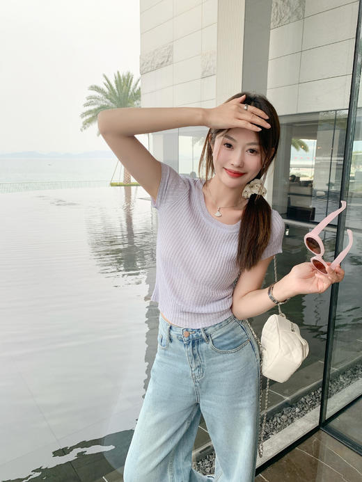 <曾小咸推荐>现货秒杀！微信超特价！2色短款短袖针织衫 日常119.99 立减60 秒杀59.99！ 商品图9