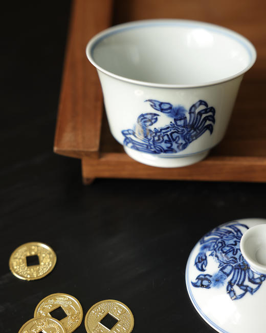 【朗瓷阁】仿清螃蟹马蹄盖碗满容约130cc 商品图1