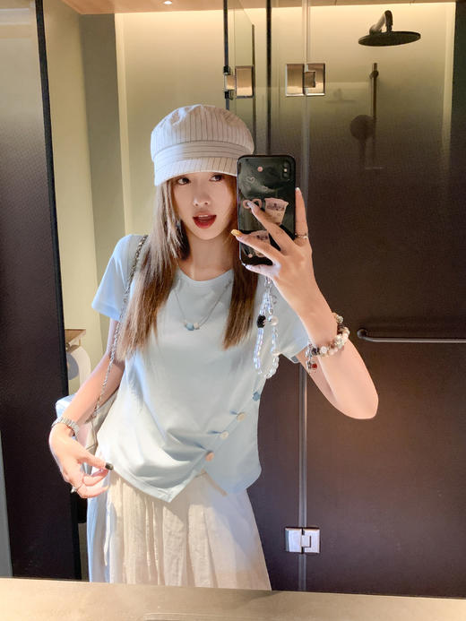 【110元任选2件】最后一波现货！2色不规则开叉短袖T恤 商品图14