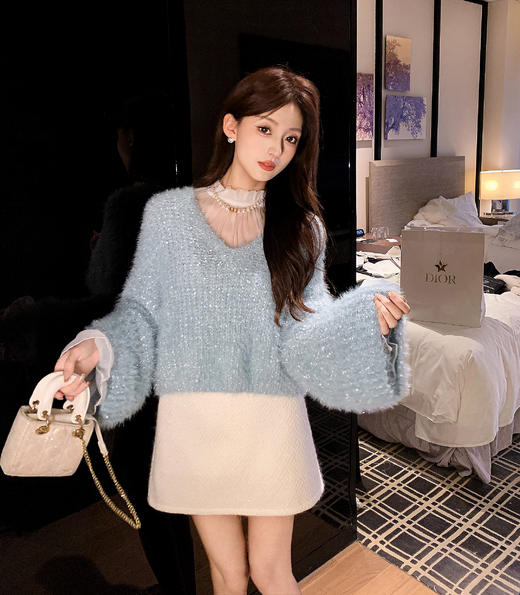 张心子【长期主义】法式半高领荷叶边打底衫百搭上衣 U2510018 商品图5