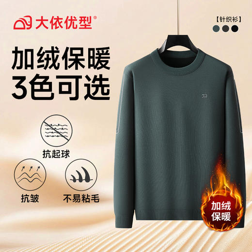 【DWP】大依优型大码男装加绒加厚针织毛衣打底衫半高圆领百搭商务长袖针织衫 商品图5