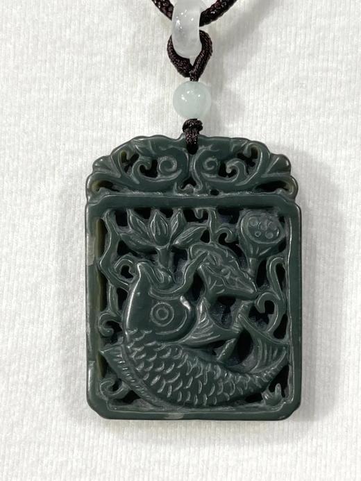 和田镂雕莲花鲤鱼图方牌，顺丰包邮 商品图3