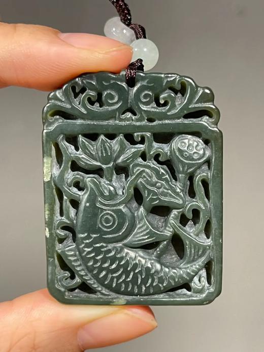 和田镂雕莲花鲤鱼图方牌，顺丰包邮 商品图8