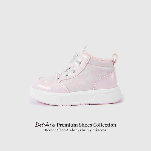 笛莎Deesha 女童童鞋2025冬季新款加绒高帮板鞋 商品图0