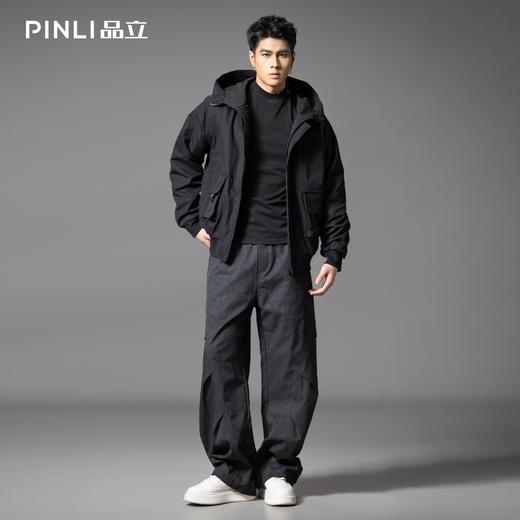 PINLI品立2025秋季新款潮牌连帽宽松夹克男士插肩袖休闲百搭外套GD253104002 商品图1