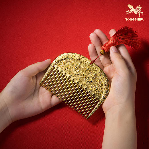 铜师傅《凤鸟梳》《凤鸟镜》梳妆台卧室铜摆件创意随身镜女生礼物 商品图5