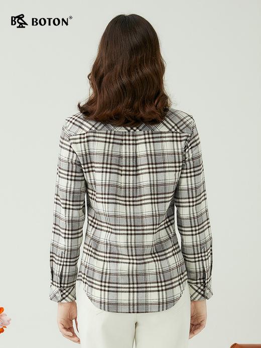 波顿女士春秋冬季 衬衫 磨毛格纹 柔暖合身休闲长袖款LS999323 商品图3