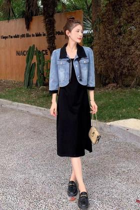 amadella 圆领连衣裙牛仔外套套装 18844