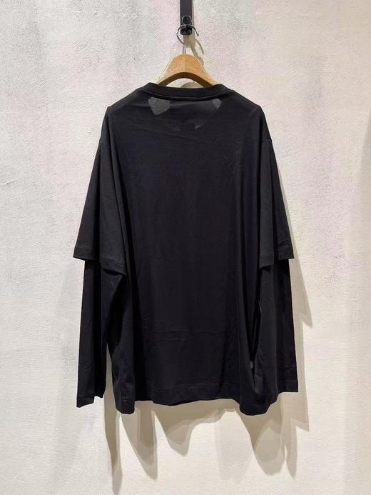 中性款花边口袋长袖T恤 商品图1