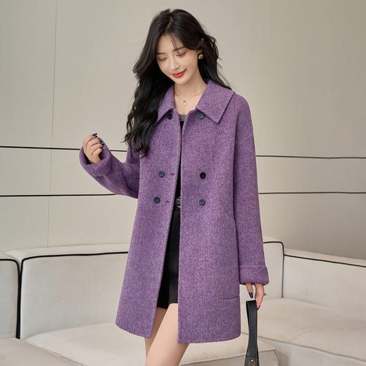 TC 914521羊毛双面尼大衣韩版大码宽松毛呢外套 商品图0