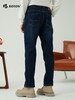 波顿男士秋冬季深蓝色直筒合身加绒保暖牛仔裤ME886523 商品缩略图2