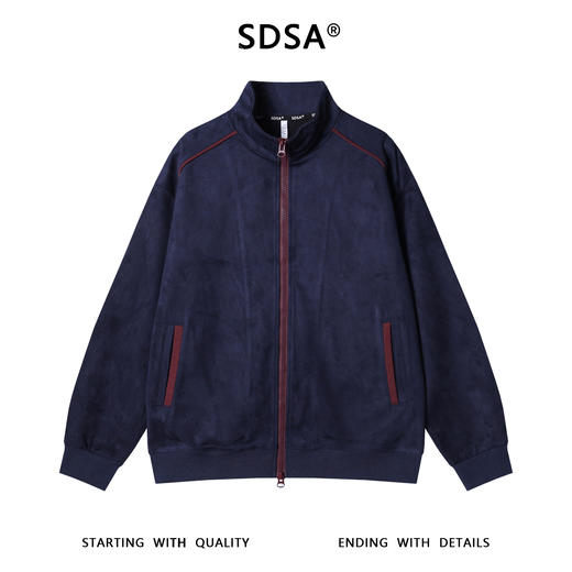 WT230SDSA男士秋冬新款痞帅男装美式绒面撞色拉条立领拉链卫衣百搭时尚 商品图1