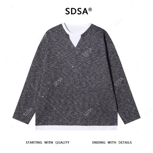 31050SDSA男士秋冬新款痞帅男装潮牌撞色假两件针织衫重磅百搭复古毛衣 商品图1