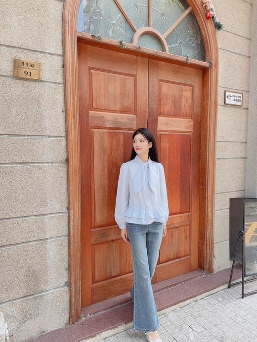 香y同款学院风藏青马甲+荷叶边衬衫两件套 商品图10