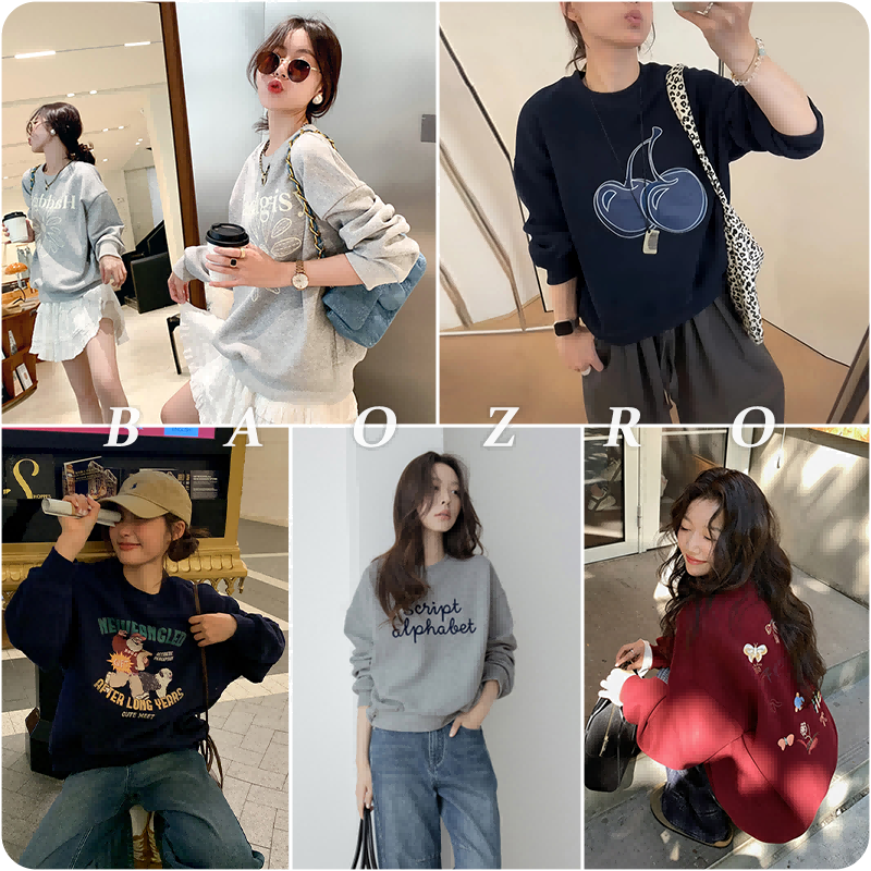 （小眠专属）【单拍不发，两件99元】baozro圆领宽松休闲印花卫衣DJG-5250