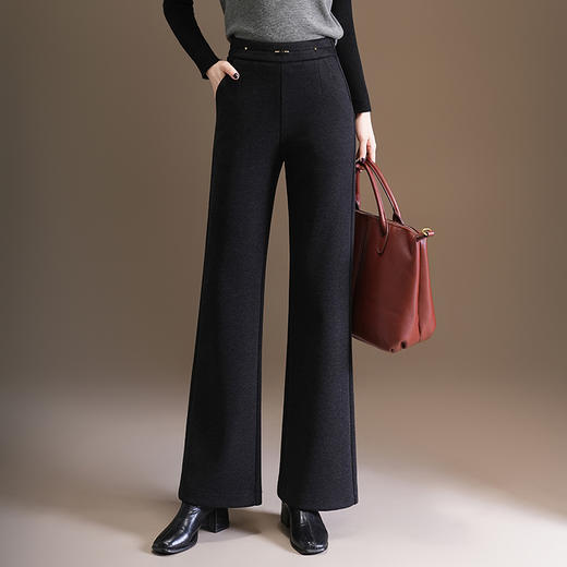 「自」全新升级【铂金会员165/天猫219/差价54】(53042)洛诗琳百搭软糯垂感微喇裤2025秋冬新款气质高腰显瘦直筒裤 商品图0