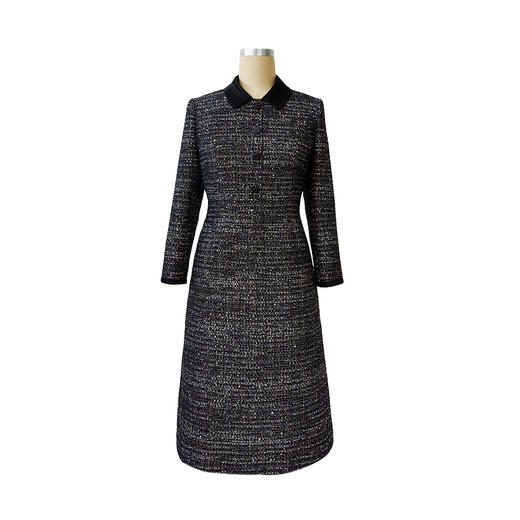 定制—静奢风 —都市摩登—香闪雅韵—羊毛小香黑银闪连衣裙  2501102 商品图4